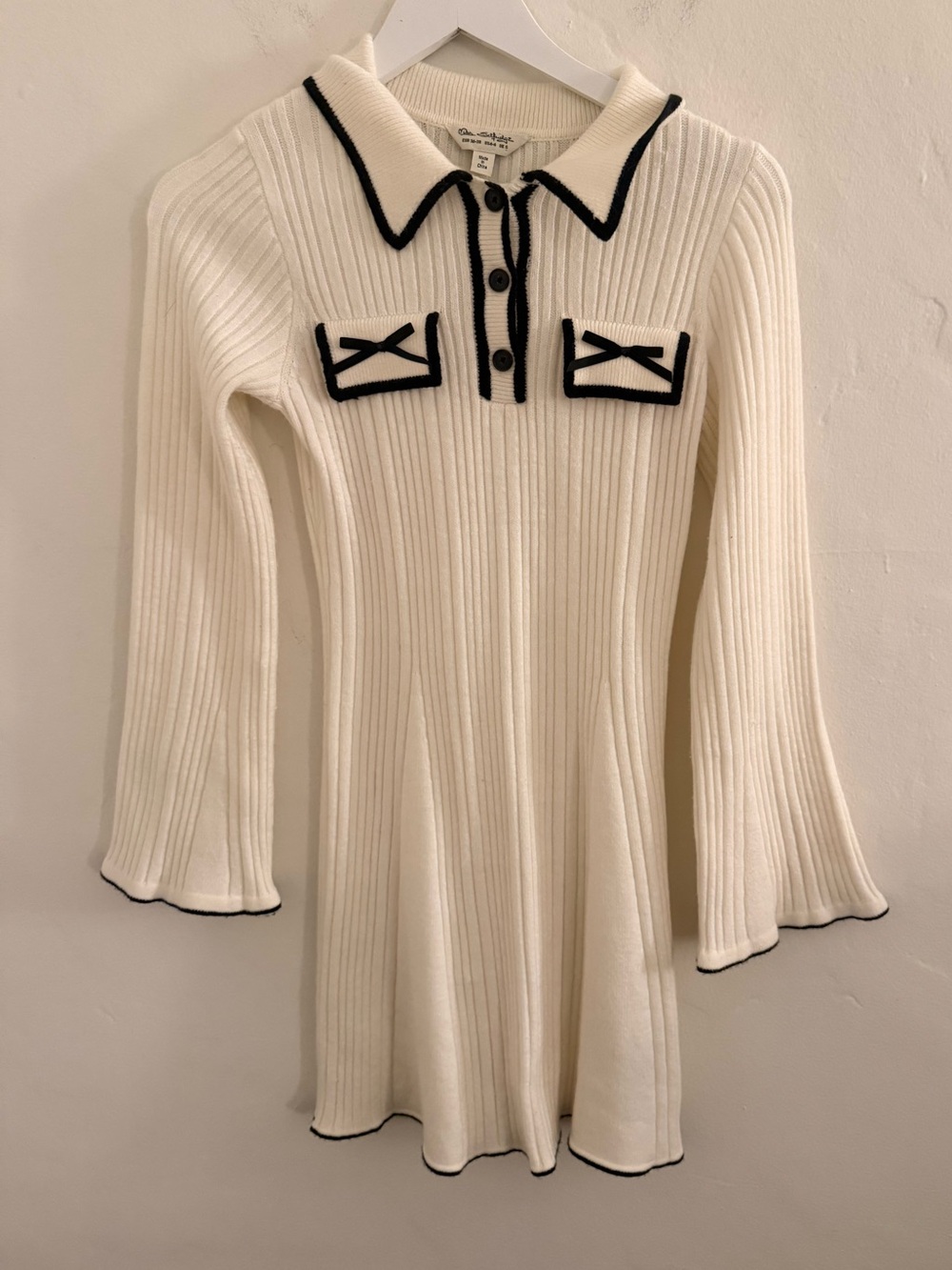 Miss Selfridge Cream Ribbed Knit Dress